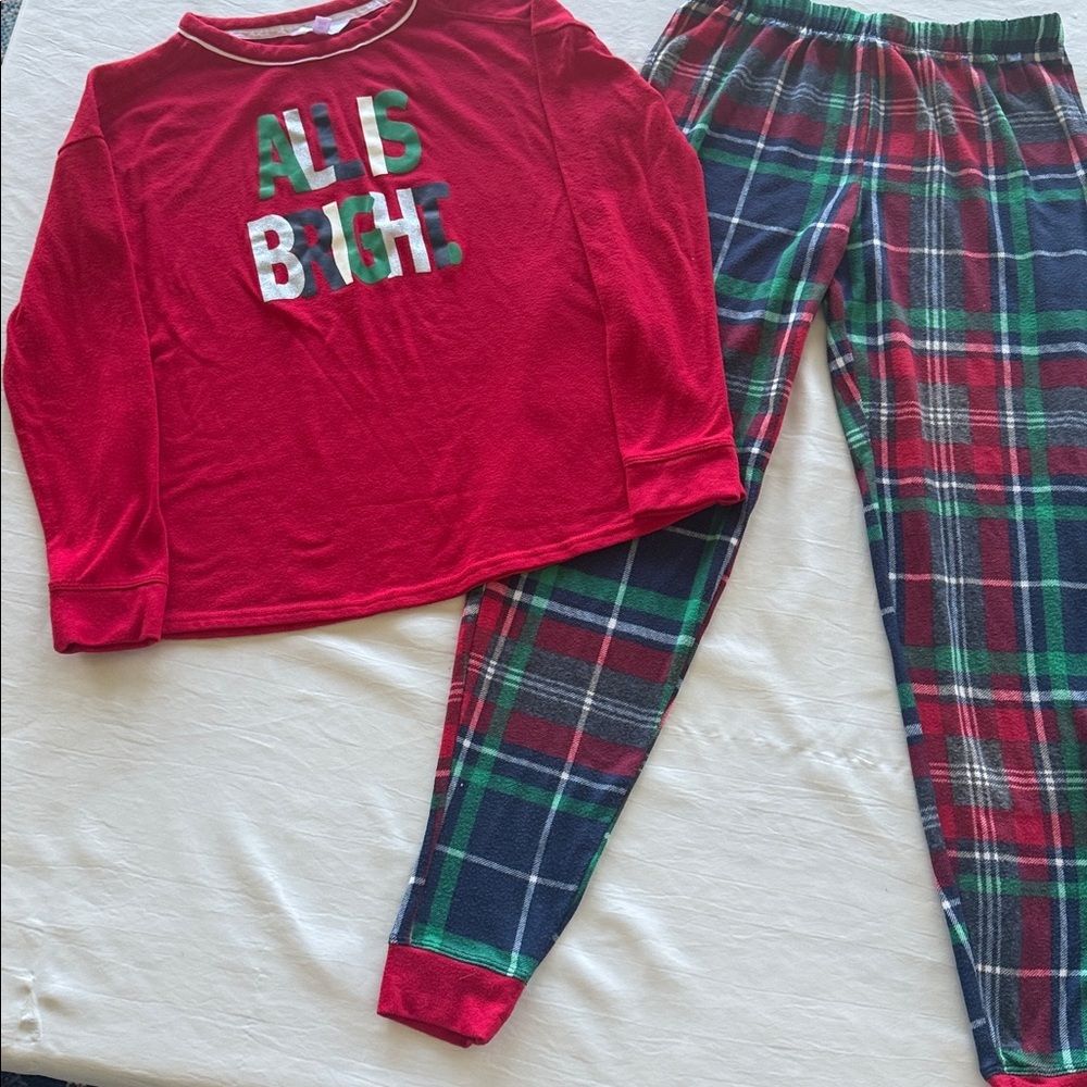 Secret Treasures Pajama Set All Is Bright Long Sleeve Top & Plaid Joggers Sz S - Picture 14 of 14
